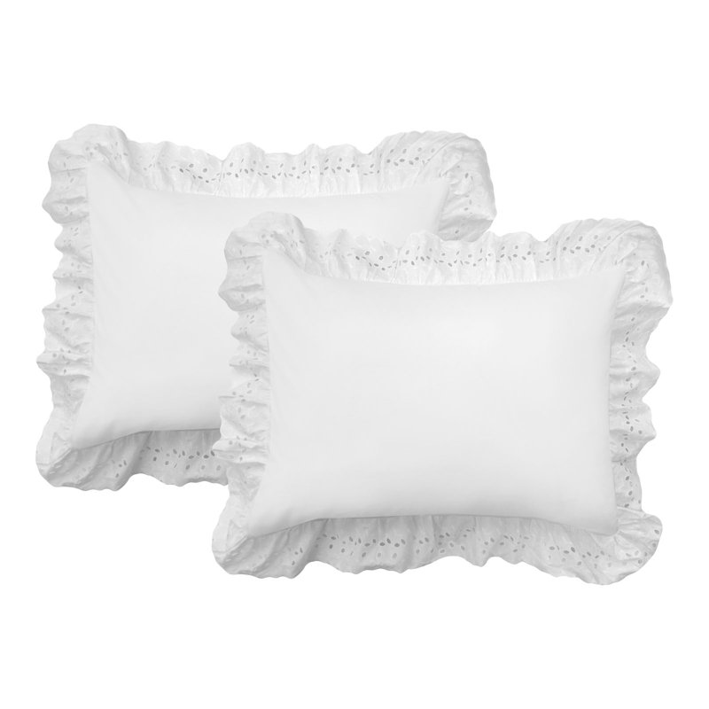  Taie décorative à œillets (ensemble de 2), Très grand, Blanc