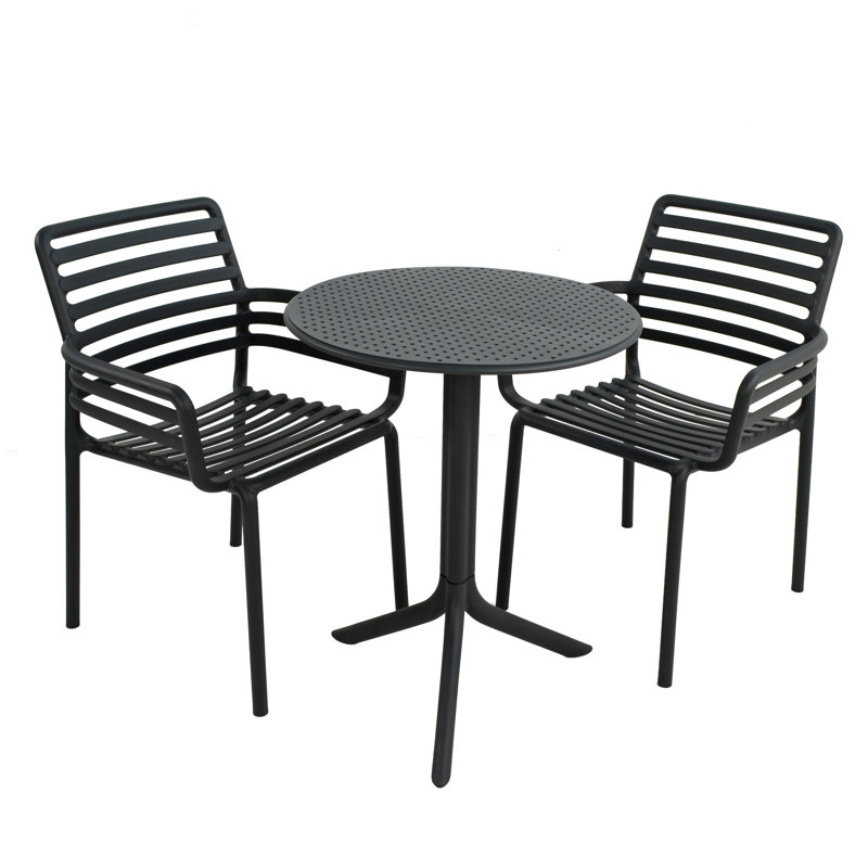 2 - Person Patio Dining Set with Round Table, Anthracite