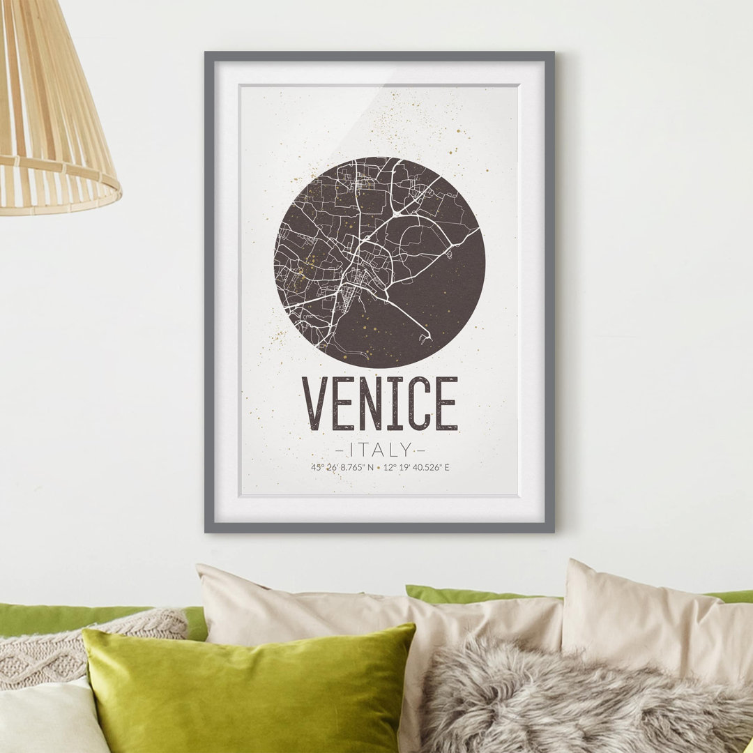 Poster Retro Venedig Straßenkarte