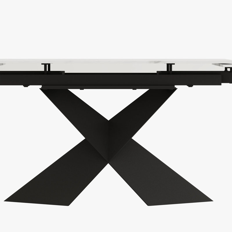 Xander  - Rectangular Glossy Sintered Stone Extendable Dining Table