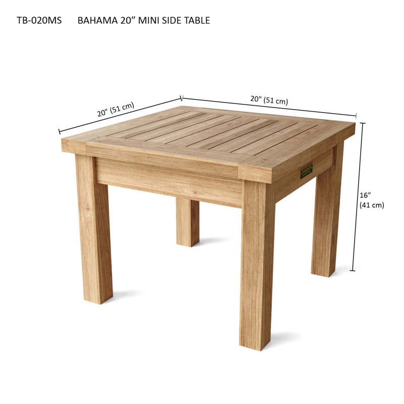 Bahama Outdoor Square Teak Side Table