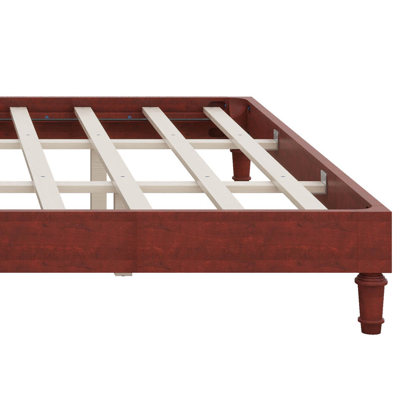 Lit plateforme avec tête de lit tapissier, pieds rétro en bois massif, Très grand, Espresso