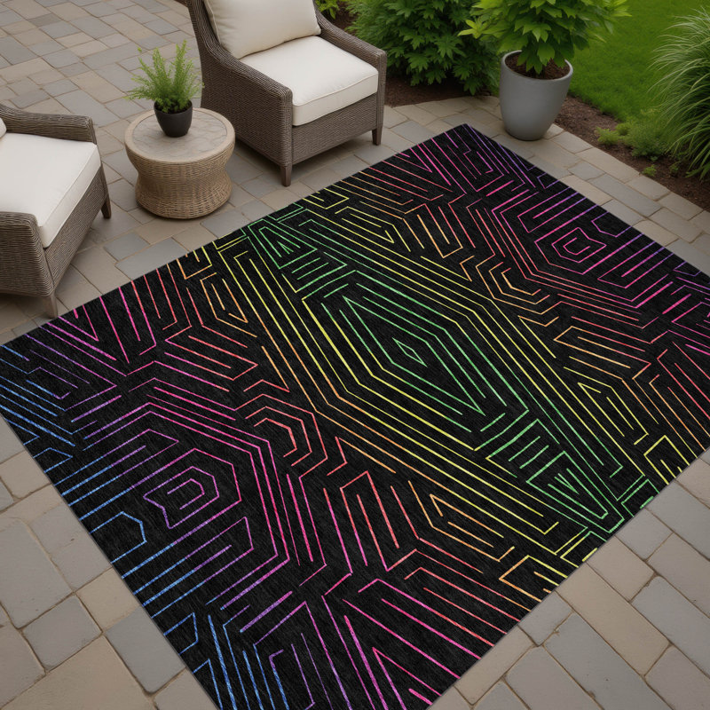 Tapis intérieur / extérieur lavable à la machine pour enfants ACN2830, Noir, 9 pi x 12 pi