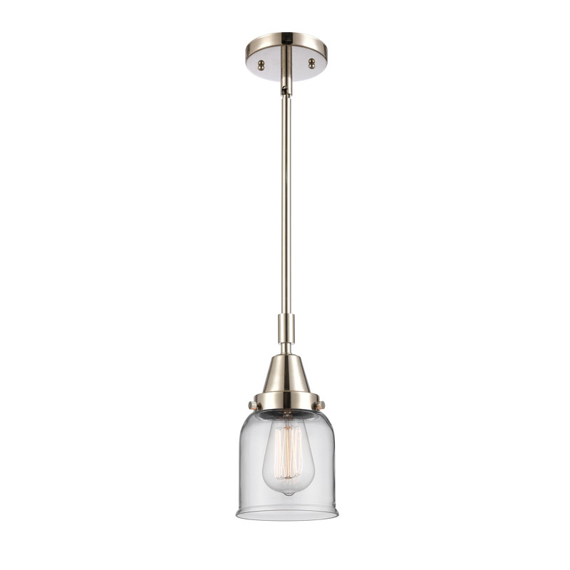 Luminaire suspendu 1 lumière à une cloche, H 44,12 po x l 5 po x P 5 po, Transparent, Nickel poli