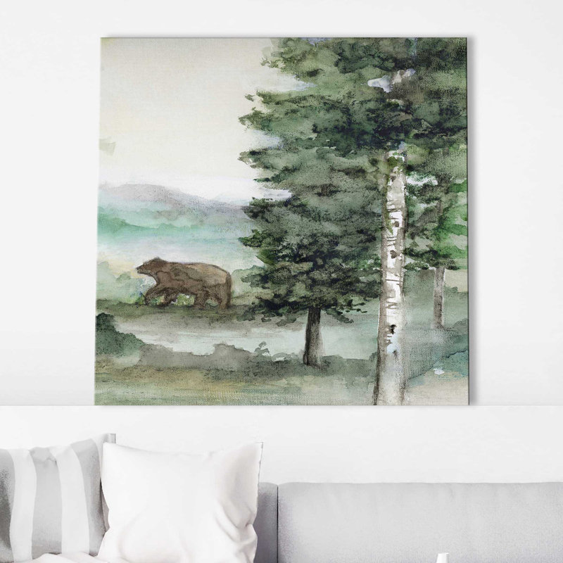 Bear Mountain par Nan - Peinture, L 18 po x H 18 po, Toile tendue