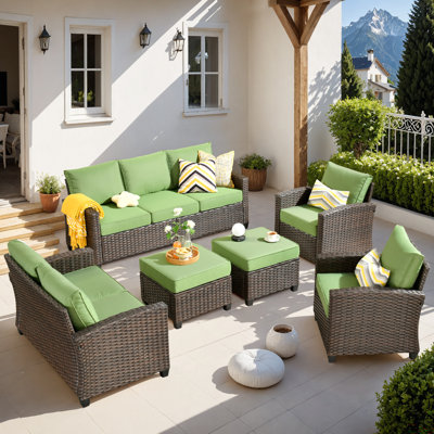 Ensemble de 6 pièces de mobilier d'extérieur avec repose-pieds