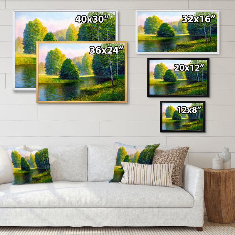 «River Bien A Summer Forest IV», reproduction sur toile flottante, H 30 po x l 40 po x P 1,5 po, Cadre naturel flottant