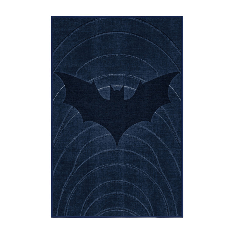 Soft Plush Feemster Halloween Modern & Contemporary Abstract Area Rug in Blue – Navy Binding, 6x9