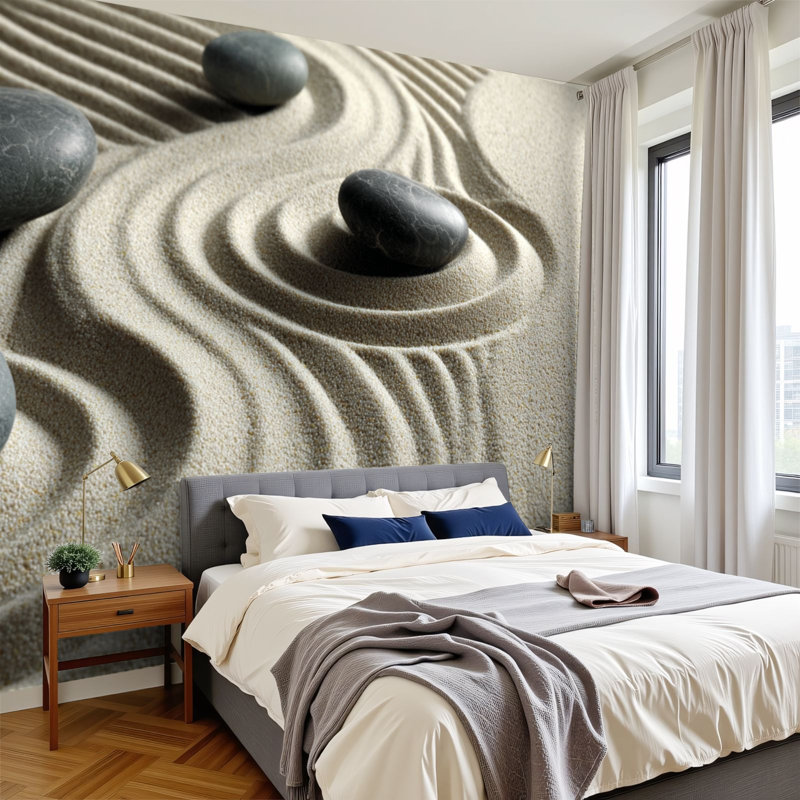 Adhésif mural amovible auto-adhésif et pierres zen, L 99,6 po x l 144 po