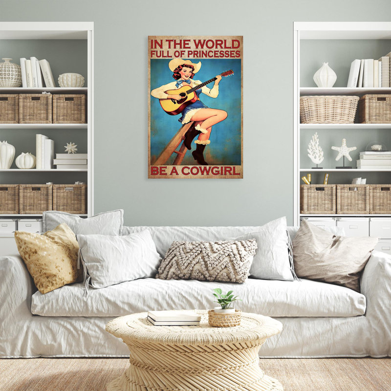 «Be A Cowgirl», reproduction d'art graphique sur toile tendue, H 20 po x l 16 po x P 1,25 po
