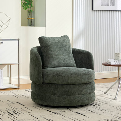 Fauteuil demi-tonneau rond pivotant à 360 ° 30 po avec coussin en chenille 1 pièce 30 po vert 360 °