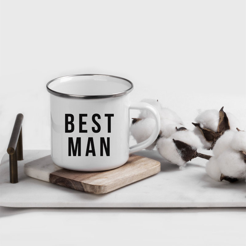 Cadeau de tasse de feu de camp en acier inoxydable, Best Man, paquet de 1, émail en métal à l'extérieur