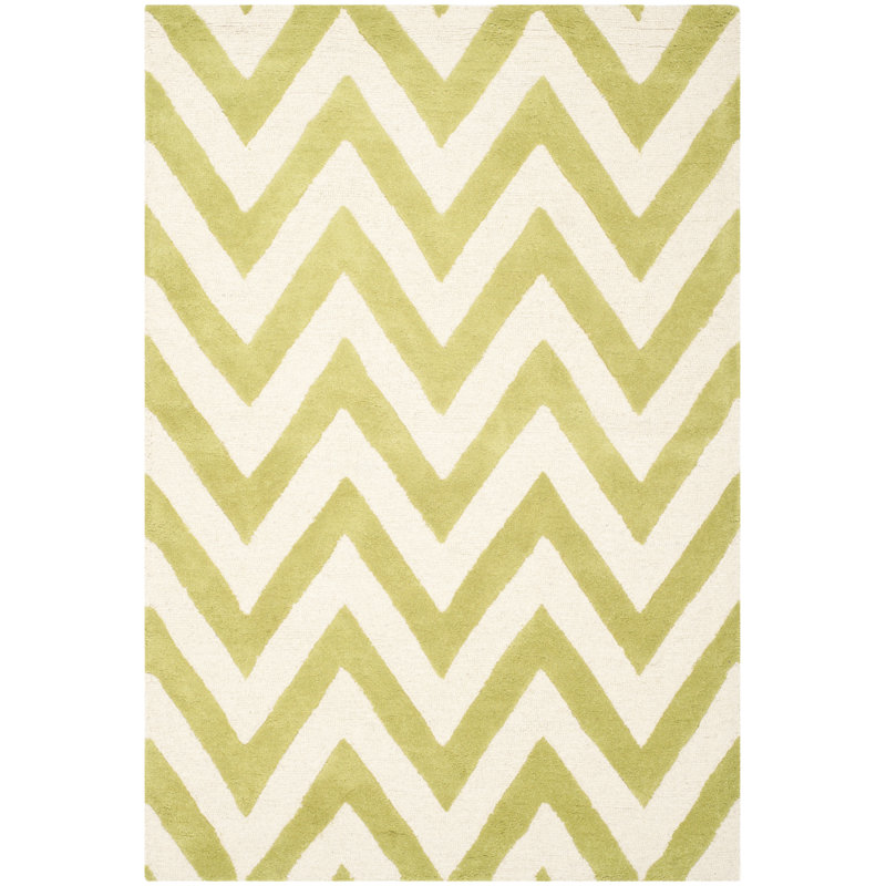Nero Chevron Wool Hand Woven Area Rug, Rectangle 122 x 183 cm