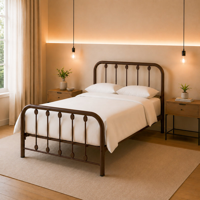 Lit plateforme Keyesport, Brun, Simple