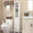 66.92" Tall Bathroom Storage Cabinet with Adjustable Shelves,Slim 1 Doors Freestanding Cabinet with Anti-Tip, Open compartments, for Home, Small Spaces, Bathroom,Kitchen, Living Room