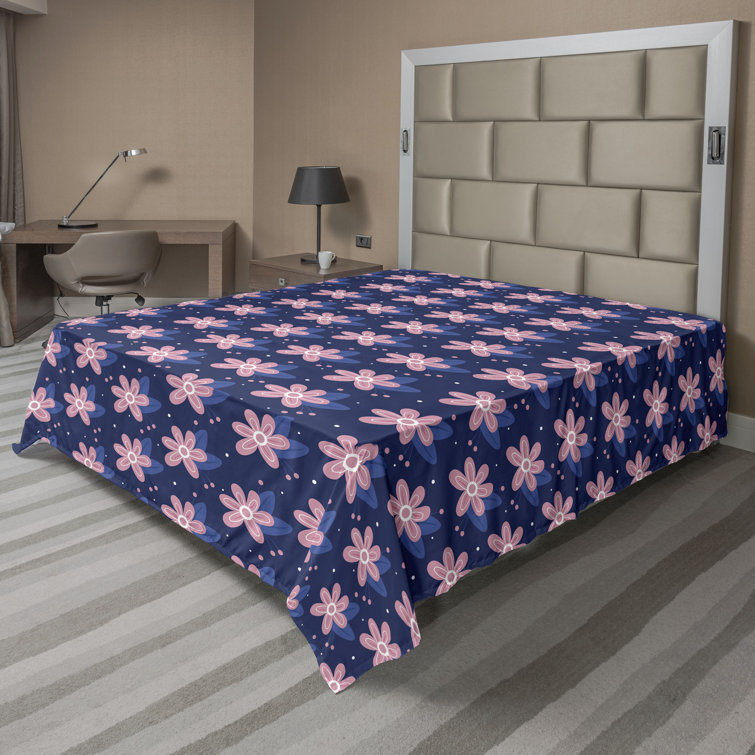 Ambesonne Floral Boho Flat Sheet Leafy Tropical Blooms