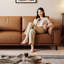 Causeuse-coussin standard en cuir véritable brun-1933979651