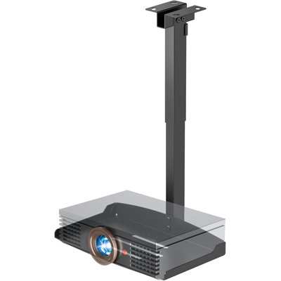 Adjustable Projector Ceiling Mount, Universal Black Ceiling & Wall Projector Shelf, No‑Hole Install, Hidden Cable Routing, Holds up to 22lbs