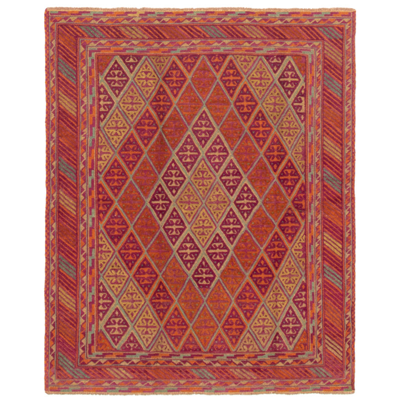 Tapis mauve noué à la main de conception unique 4 pi 9 po x 5 pi 11 po Jesujenyo