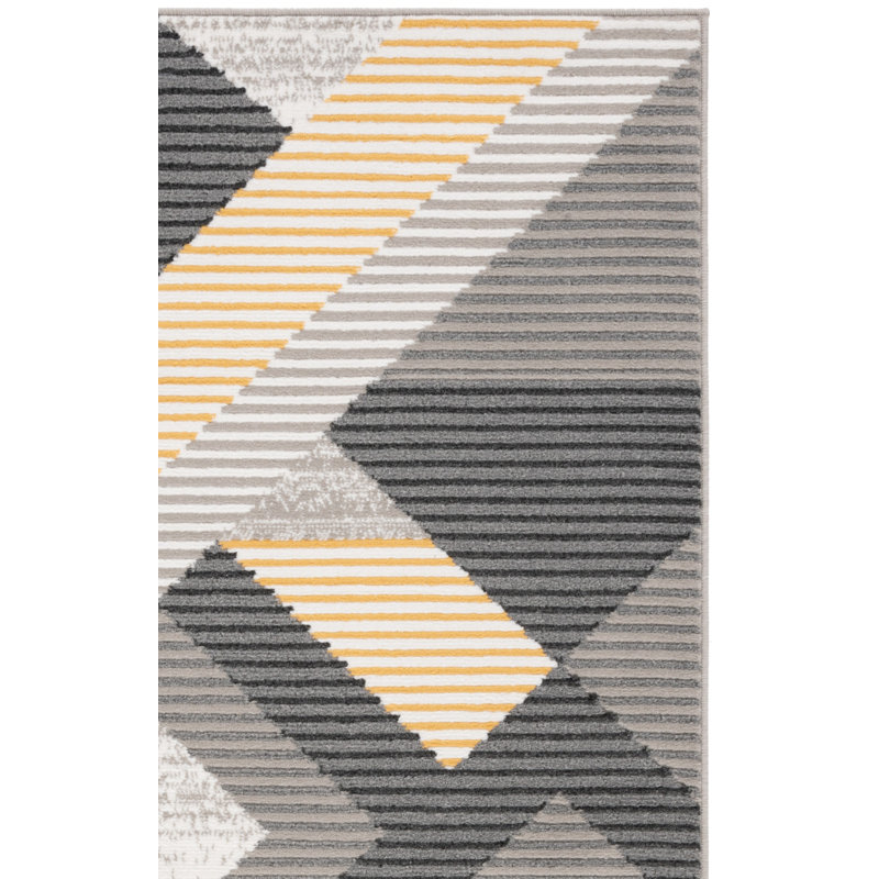 Tapis géométrique beige en polypropylène tissé à la machine Hergen, Rectangle 9 pi x 12 pi