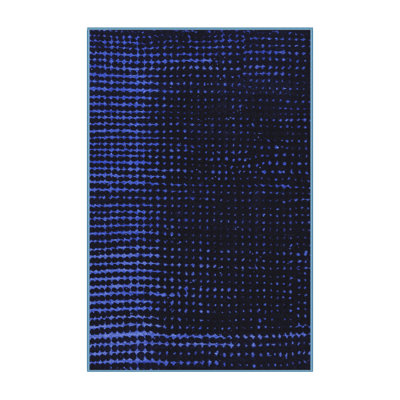 Tapis bleu abstrait en laine et polyester tissé à la machine Pulli
