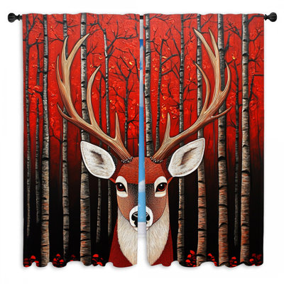 Rideaux de fenêtre en forme de cerf avec rideaux traditionnels - 2 panneaux