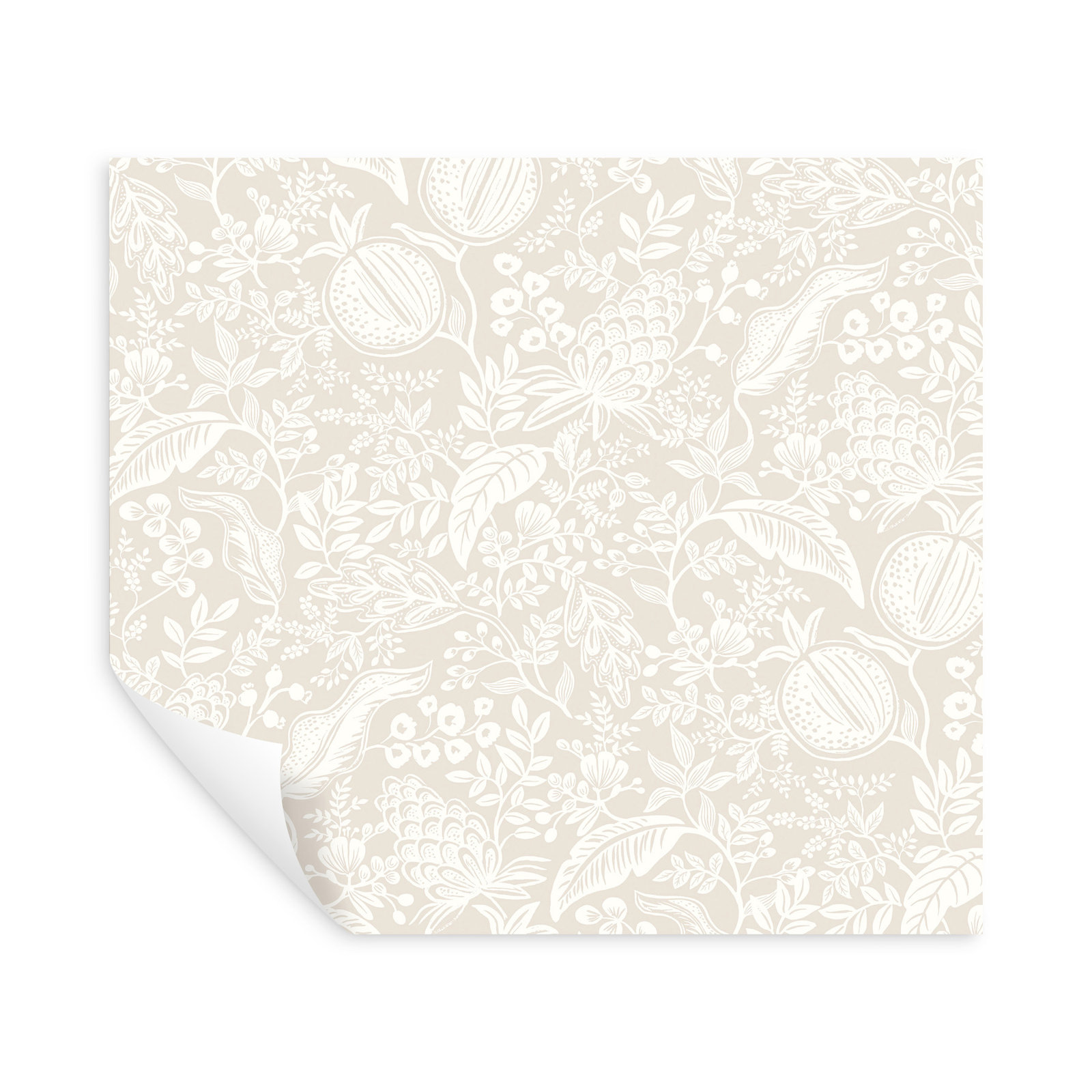 Pomegranate White Peel and Stick Wallpaper, Beige