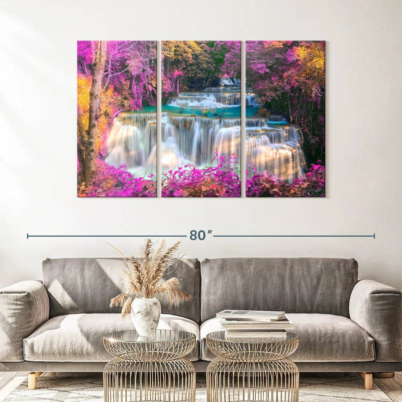 Ensemble de 3 chutes d'eau sur toile, H 36 po x l 57 po x P 1,25 po
