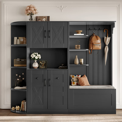 Panneau de particules 1 pièce multifonctionnel H 65,9 po x l 12,6 po x P 74,8 po gauche avec rangement multifonctionnel noir