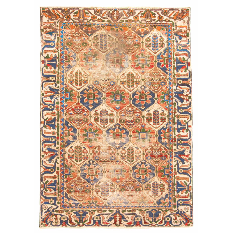 Tapis bleu rétro Kayseri 4 pi 4 po x 6 pi 5 po