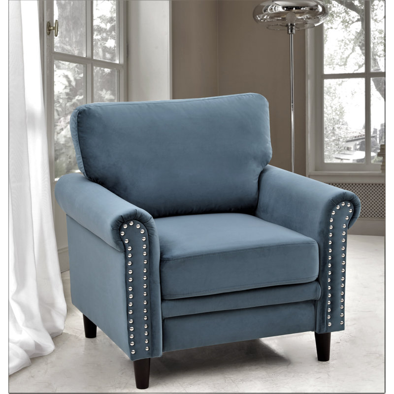Lyme Velvet Chesterfield Chair, Teal Blue Velvet