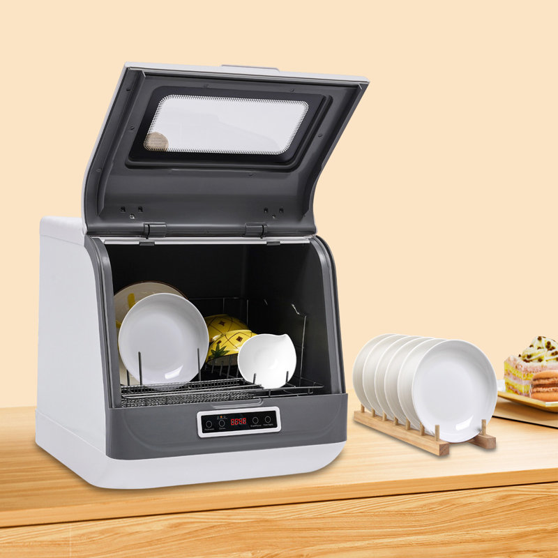 17.3" Portable Countertop Dishwasher, Mini Dishwasher with 3 Wash & Fruit Modes, Easy Setup