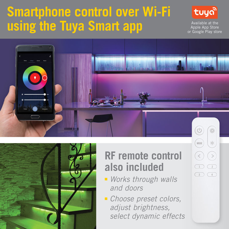 Compact White Wireless RGB+WW LED Controller with Remote