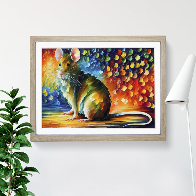 Rat Abstract - Single Picture Frame Painting, Oak, 46cm H x 64cm W x 2cm D