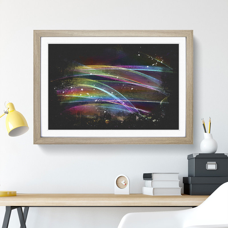 Rainbow Smoke Vol (1) - Picture Frame Painting, 27cm H x 36cm W x 2cm D, Oak Framed