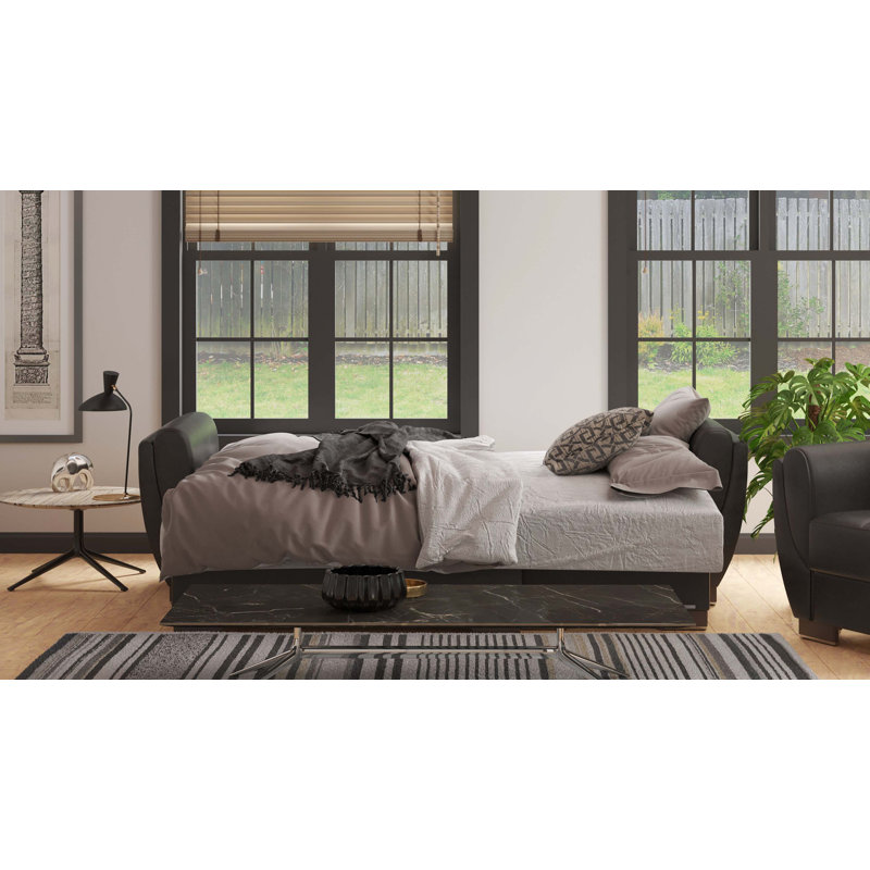 Chaise longue rembourrée convertible avec rangement, Noir