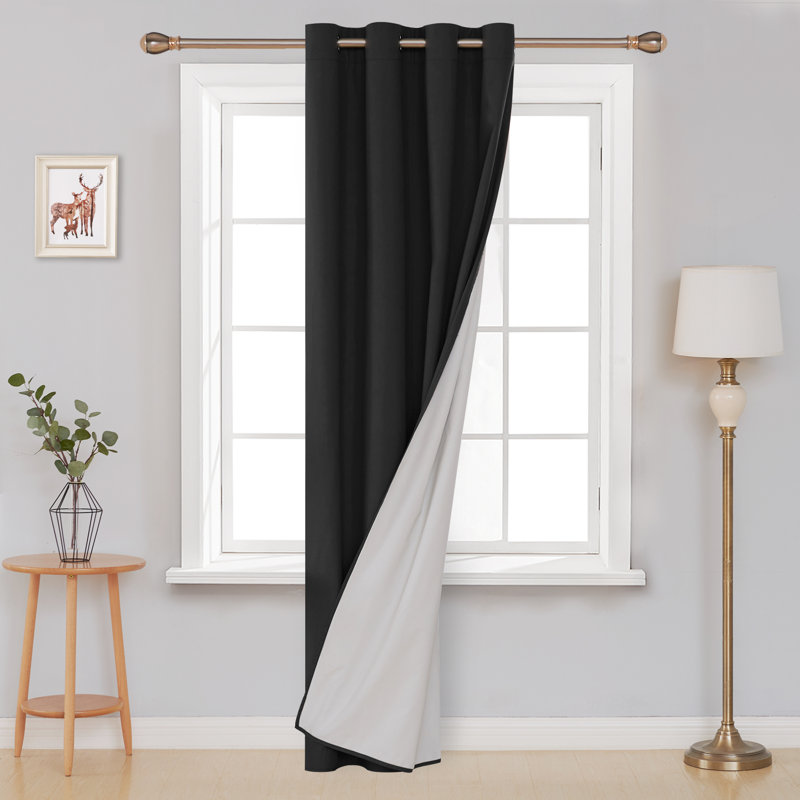 Tyres Blackout Curtain Single Panel, 52" W x 72" L, Black
