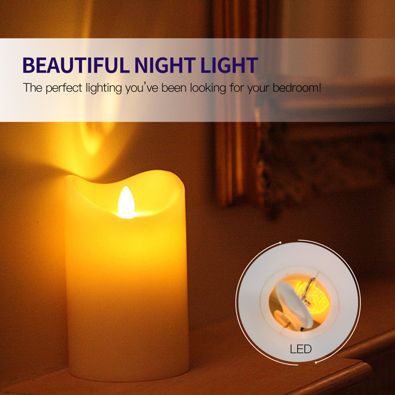 Flickering LED Candles, Lifelike Swinging Flame Battery Powered Realistic Flameless LED Candle - Warm White