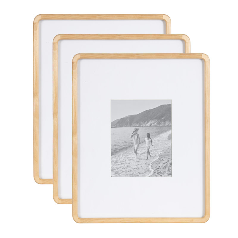 Rounded Rectangle Wood Frame Set, 5" W x 7" H, Beige