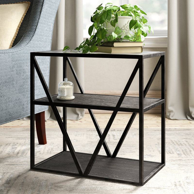 Table de bout avec tablette en verre Collingdale