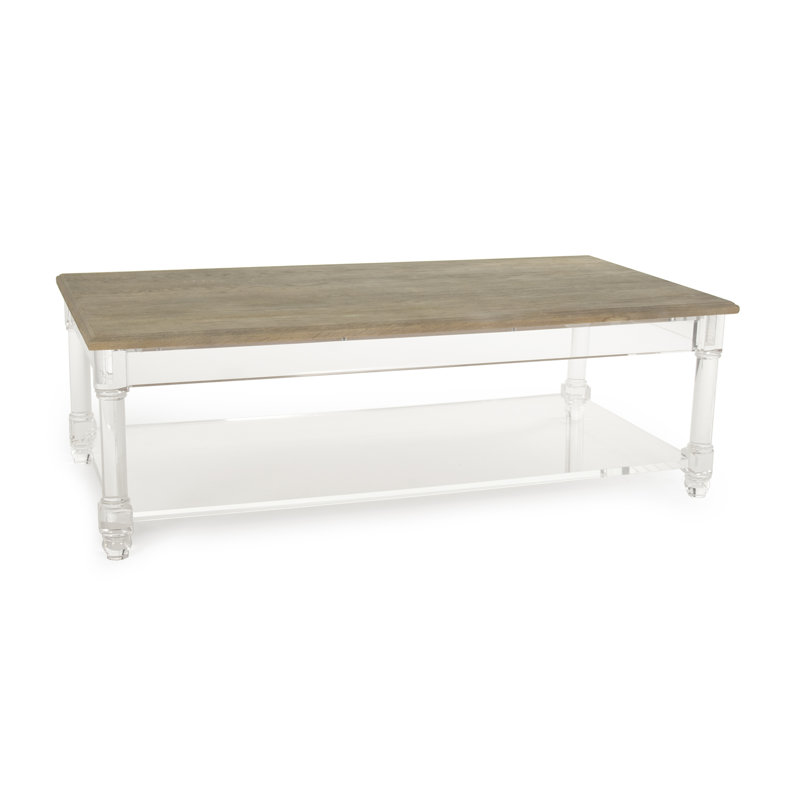 Corbin Rectangular Wood and Glass Coffee Table with Storage