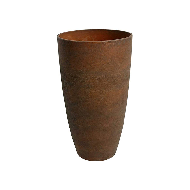 43729 Acerra Weather Protected Recycled Composite Vase Planter Pot, Rust