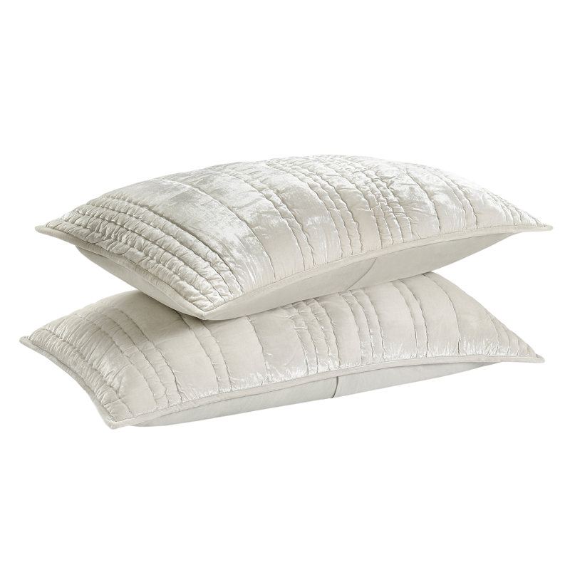 Seville Woven Pick Stitch Velvet Fabric Sham, White, King