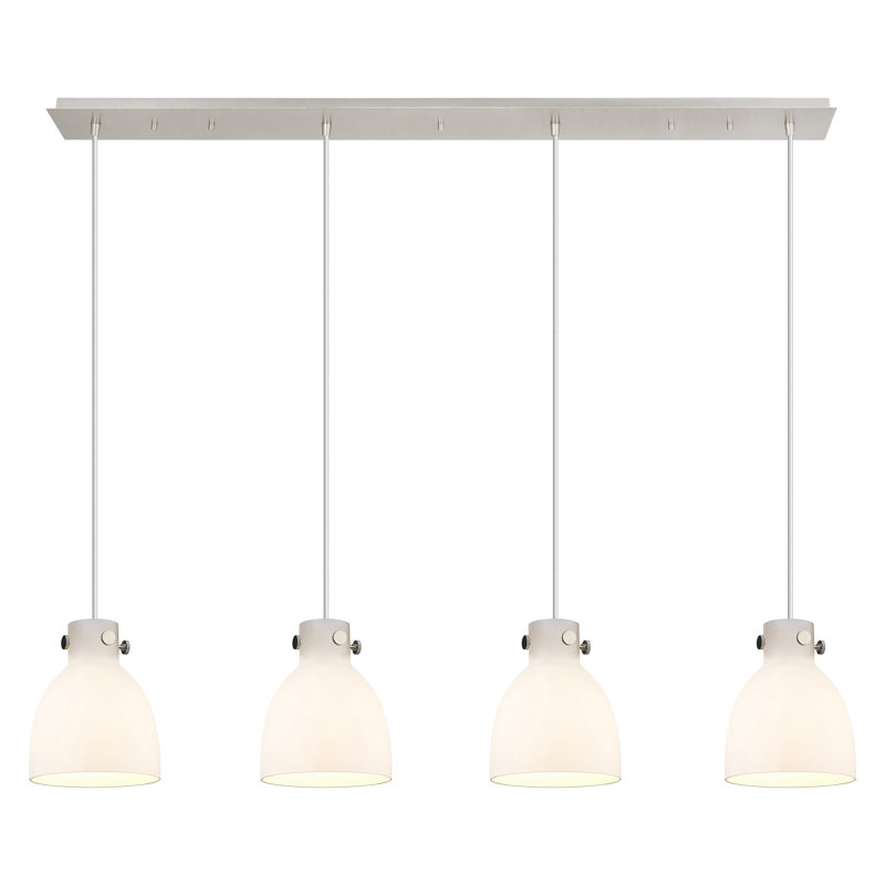 Amrith 4 - Light Bell Pendant, White, Polished Nickel