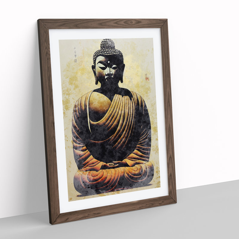 Mesmerising Buddha - Framed Print, 64cm H x 46cm W x 2cm D, Walnut