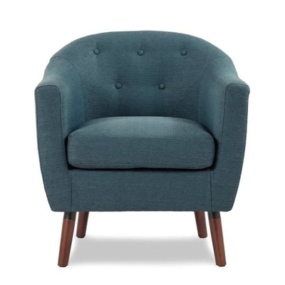 Fauteuil d'appoint en tissu bleu capitonné bleu