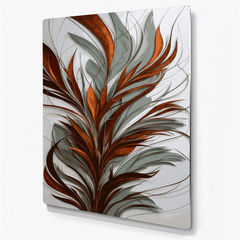 Abstract Florals 33 Grey Metal Wall Art, 11" H x 14" W