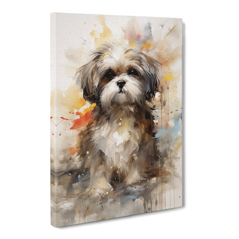 Shih Tzu Gestural - No Frame Print, 60cm H x 40cm W x 3cm D
