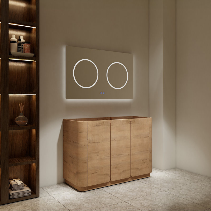 Meuble-lavabo autoportant de 48 pouces avec trois portes à fermeture en douceur
