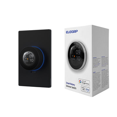 ELEGRP Wifi Smart Rotary Traic Dimmer With 1.8 Inch TFT Display Screen, Single Pole, Needs Neutral Wire, 2.4Ghz Wi-Fi, Compatible With Alexa And Google Home, No Hub Required, UL Listed